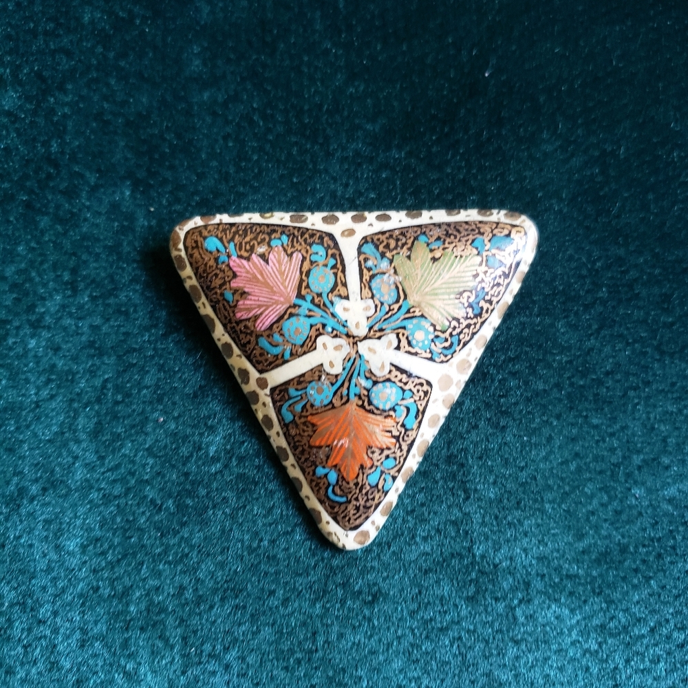 Painted maple leaf brooch